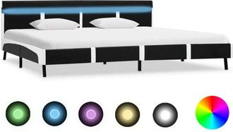 vidaXL Vidaxl - Estructura Cama Led Sin Colch&oacute;n Cuero Sint&eacute;tico Negro 180x200cm
