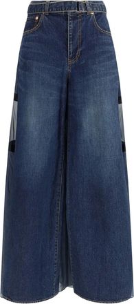 sacai panelled denim - Blue
