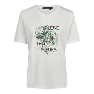 Marc Aurel Tops, Dames, Wit, M, Katoen, T-shirt met design afbeelding en glinsterend opschrift