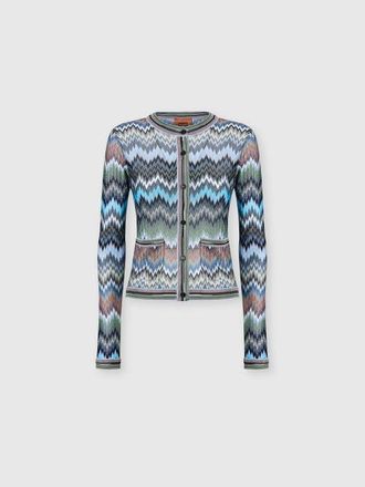 Missoni Snake-pattern Viscose Chevron Cardigan With Patch Pockets in Green& Brown at Nordstrom, Size 42 It