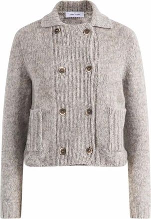 Gran Sasso Ribbed Knit Jacket - Dames - Vesten - Beige - 2XS - Wol - Truien & Vesten