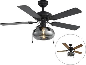 QAZQA Ventilador techo negro 107 cm