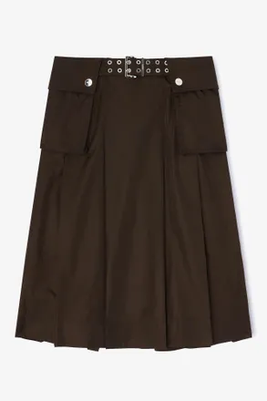Ganni Duchesse Nylon Pleated Skirt - Size 8/10 Brown