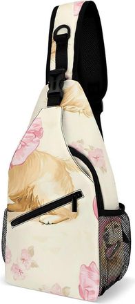 Generic Cute Retriever Dogs Wearing Skirts Mens Crossbody Chest Sling Bag for Travel Hiking Lightweight Shoulder Bags with Small Side