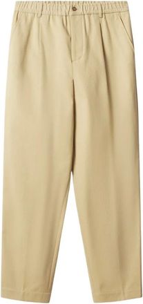 Maison Kitsun&eacute; Broeken, Heren, Beige, L, Elastische Pliss&eacute;pants