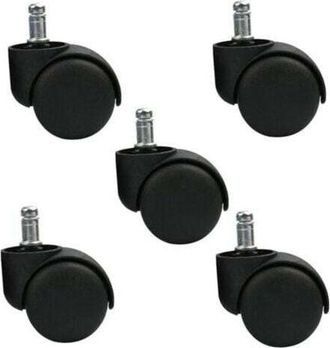 OEM Juego De 5 Ruedas Giratorias Para Taburete O Silla De Oficina - Negras - Ruedas Silenciosas
