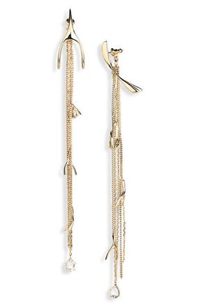 Alexander McQueen Wishbone Drop Earrings in Pale Gold/Strass at Nordstrom