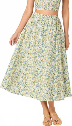 Astr Wylda Floral Print Skirt In Blue Green Multi Floral