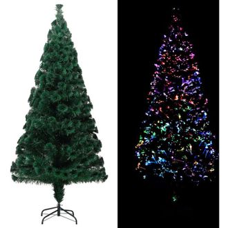 vidaXL &Aacute;rbol De Navidad Artificial Y Soporte Fibra &Oacute;ptica Verde 210 Cm Vidaxl