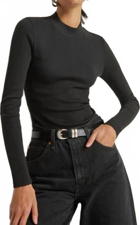Nation Ltd Gina Slim Mock Neck Top In Black