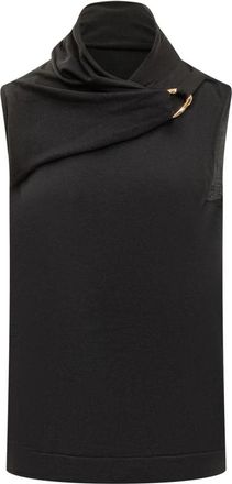 Jil Sander Hlfn Mouwloze Top - Dames - Tops zonder mouwen - Zwart - S - Wol - Tops