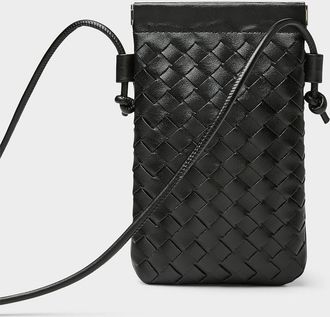 Simons Womens Basketweave faux-leather phone clutch