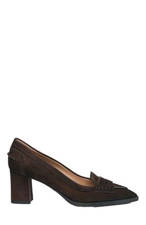 Santoni Womens suede mid-heel pump in Brown at Nordstrom, Size 11