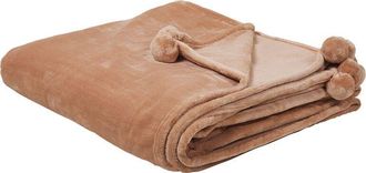 Beliani Beliani - Manta Colcha De Poli&eacute;ster Marr&oacute;n Suave Con Pompones 200 X 220 Cm Moderno Contempor&aacute;neo Terke