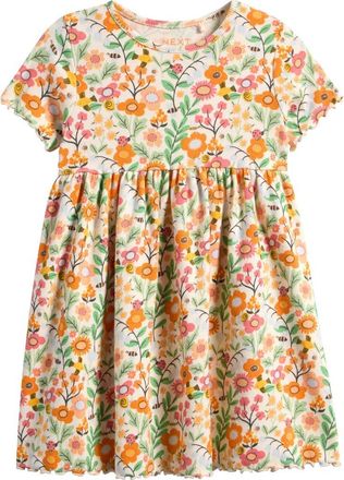 Next Kids Floral Print Rib Dress in Orange at Nordstrom, Size 12-18M