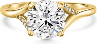 Pompeii3 8mm Moissanite & Diamond Ring 14k Gold Lab Grown