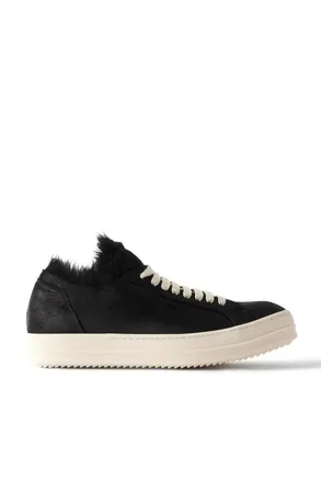 Rick Owens Curly Shearling-Lined Leather Sneakers