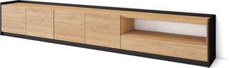 Skraut Home Skraut Home - Mueble Tv, Televisi&oacute;n, 310x37x50cm, Para Tv Hasta 80, Roble Y Negro
