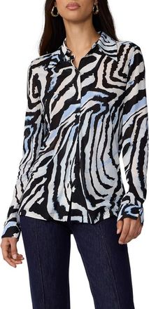 Diane Von F&uuml;rstenberg Perfect Zebra Print Button-Up Shirt in Zebra Id Big Mist at Nordstrom, Size X-Small
