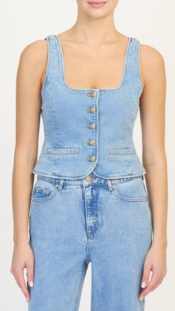 Cinq &agrave; Sept Zephyr Denim Rowena Top In Blue