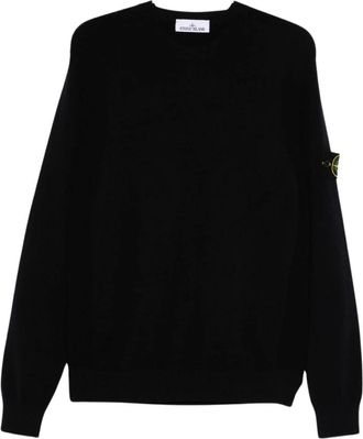 Stone Island Trui met Ronde Hals - Heren - Ronde hals truien - Zwart - S - Wol - Truien & Vesten