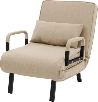 ML Design Ml-design Sill&oacute;n Cama 3en1, Sof&aacute; Individual De 1 Plaza, Butaca Plegable Con Respaldo Ajustable, Estructura De Acero Y Chenilla Marr&oacute;n, Silla De Relaja