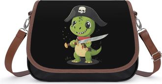 Generic Green Dinosaur Crossbody Bag Womens Handbag PU Message Bags Shoulder Purse with Adjustable Strap