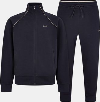 HUGO BOSS Mens Funnel Neck Long Sleeve Sweatshirt Full Tracksuit in Dark Blue 402 - Size 2XL