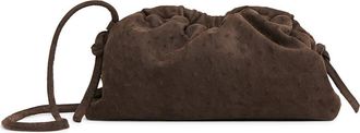 Mansur Gavriel Mini Cloud Ostrich Embossed Suede Clutch in Ebony at Nordstrom