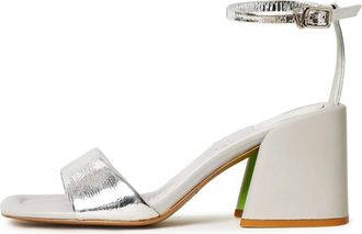 Cesare Gaspari Sandalettes met blokhak Daniela - Dames - Sandalen met hakken - Grijs - 38 EU - Leer - Schoenen