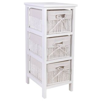 Wanderlust Deco Cajonera De Madera Blanca 26x32x63 Cm