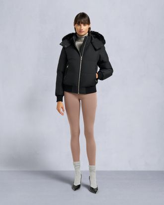 Moose Knuckles Womens Cloud Shearling Trim Bomber Jacket