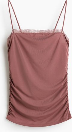 H&M Tr&auml;gertop mit Spitze - Dunkles Mattrosa