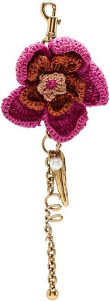 Chloé Floral Raffia and Metal key Chain - Violet - One Size