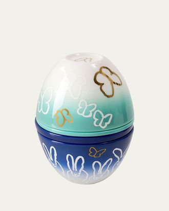 Hunt Slonem Nesting Porcelain Bunnies & Butterflies Egg Gift Box