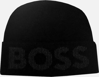 HUGO BOSS Mens Hugo Boss Mens Black Knitted Lamichetto Hat. - Size: ONE size