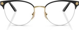 Versace 53mm Cat Eye Optical Glasses in Black Gold at Nordstrom