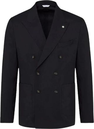 Manuel Ritz Blauw Kruisgeknoopt Marineblauw Pak Jurk - Heren - Blazers - Blauw - M - Wol - Jassen