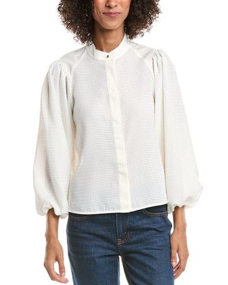 Derek Lam Dianne Mini Grid Georgette Blouse