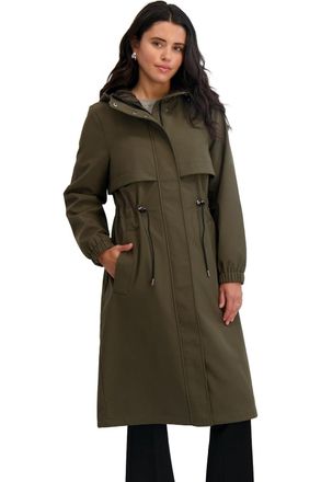 Elie Tahari Womens Softshell Trench Coat Lightweight Windproof Rain Jacket