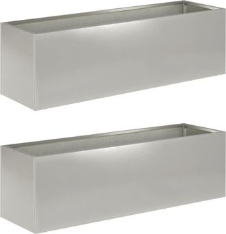 vidaXL Macetero De Jard&iacute;n 2 Uds. Plateado 80 X 30 X 30 Cm Vidaxl