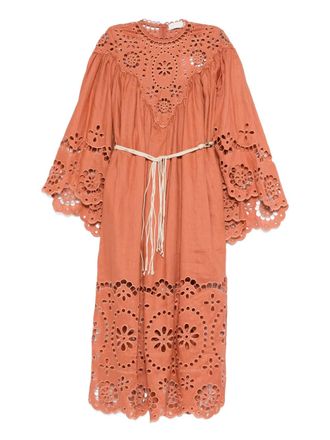 Zimmermann Awaken embroidered midi dress - Orange