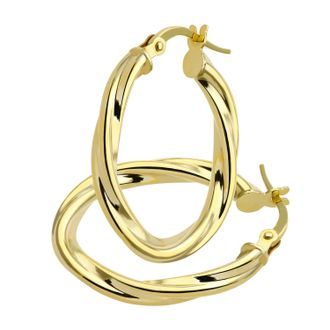 Diamant L'éternel 9ct geelgouden ovale oorringen met gedraaid ontwerp