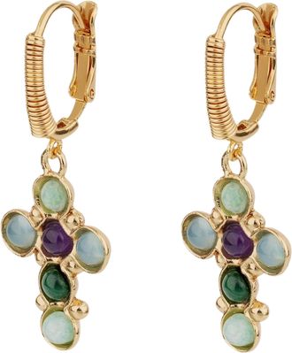 Gas Bijoux Tao Cruzita Gold Plated And Cabochons Earrings
