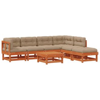 vidaXL Conjunto De Sof&aacute;s De Jard&iacute;n 7 Pcs Marr&oacute;n Cera Vidaxl
