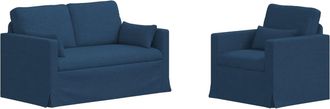 vidaXL Juego De Sof&aacute; 2 Uds. Azul Tela Vidaxl