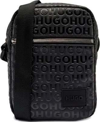 BOSS logo-embossed shoulder bag - men - Recycled Polyester/Polyester/Polyurethane - One Size - Black