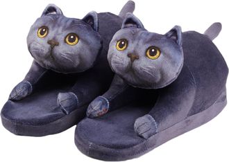 Generic Funny Cat Slippers for Women, 3D Animal Slippers for Home, Warm Winter Cute Comfy House Non-Slip Shoes Christmas Gifts (F, One Size, Adult, Women, Med