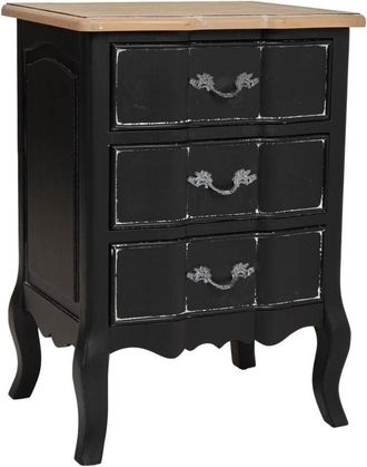 Wanderlust Deco Wanderlust Deco - Mesita de madera negro encejecido 3 cajones 50x40x70h cm