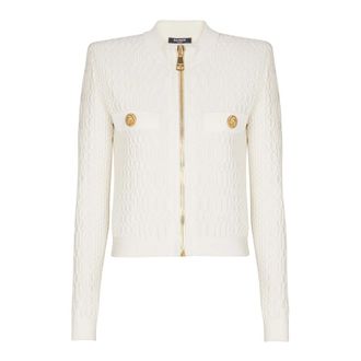 Balmain Giacca in Maglia Coccodrillo - - Knitwear - Donna - Beige - M